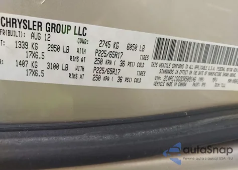 2013 Chrysler Town & Country Limited z USA, uszkodzony, nr VIN 2C4RC1GG3DR509146